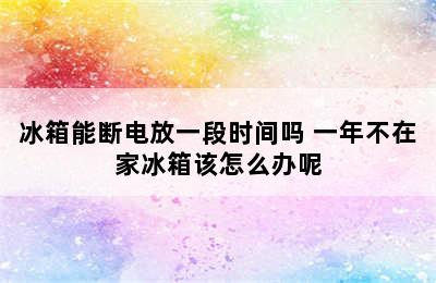 冰箱能断电放一段时间吗 一年不在家冰箱该怎么办呢